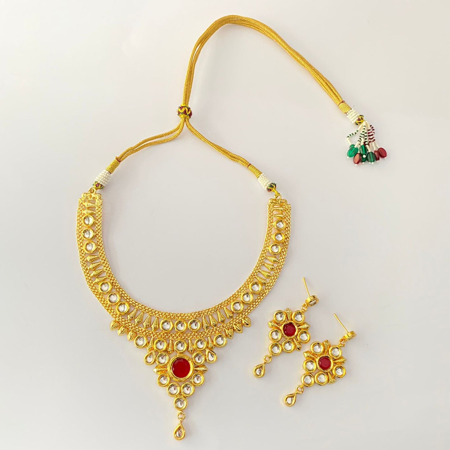 Ruby Stone Kundan Gold Plated Necklace Set