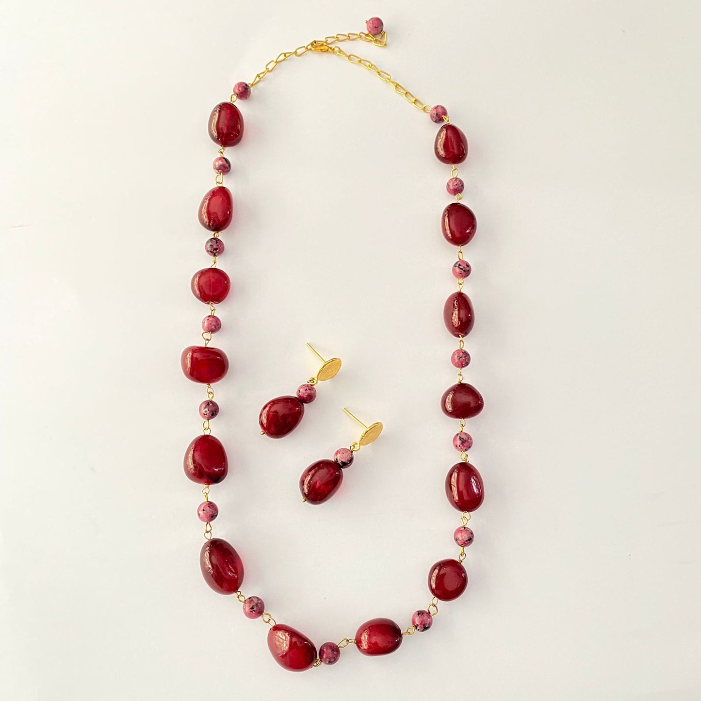 Ruby Tumble Necklace Set