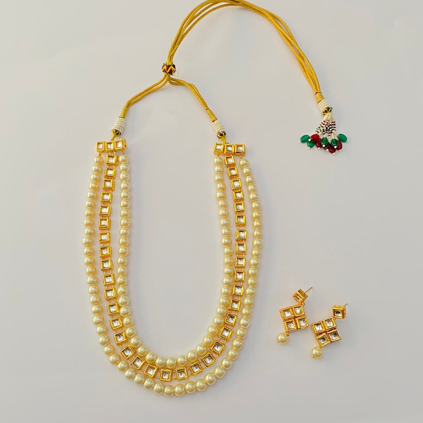 Ethnic Pearl with kundan long necklace