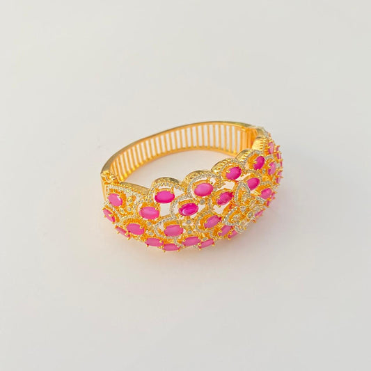 Pink Diamond Gold Plated Classic openable Bracelet