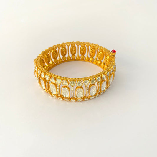 Gold Plated Moissanite Polki Bangle