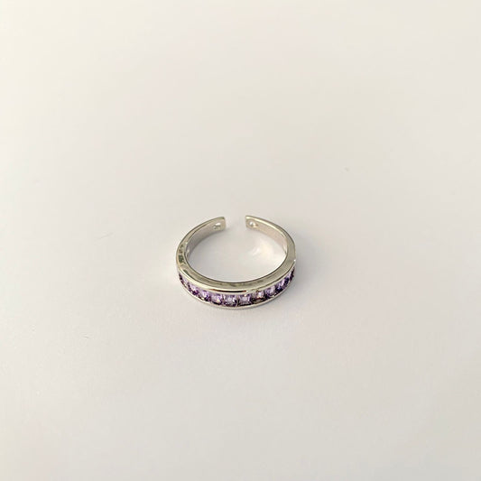 Silver Plated Amethyst Band Ring