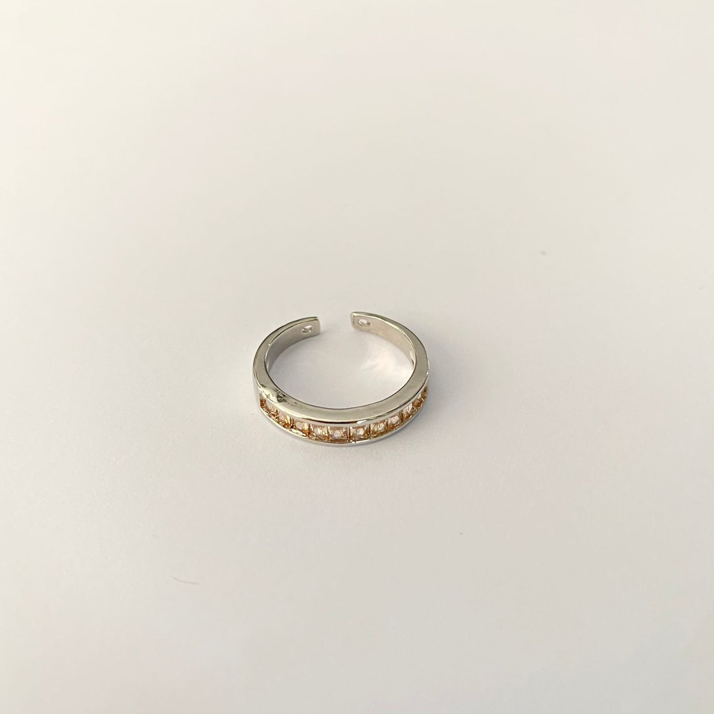 Silver Plated Peach Stone Band Ring