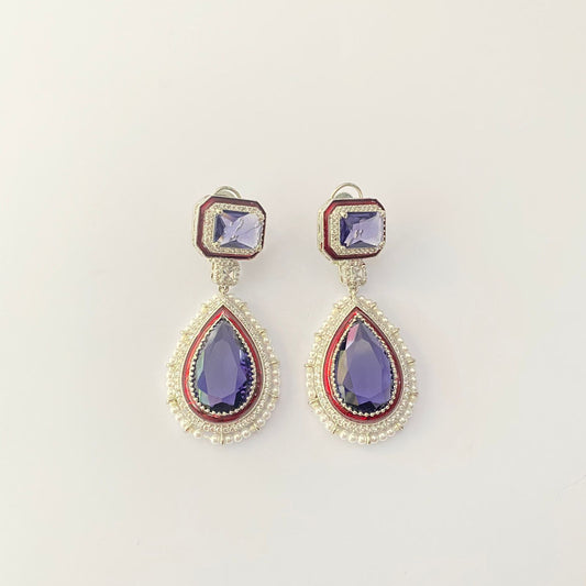 Amethyst Long With Back Clip Earring