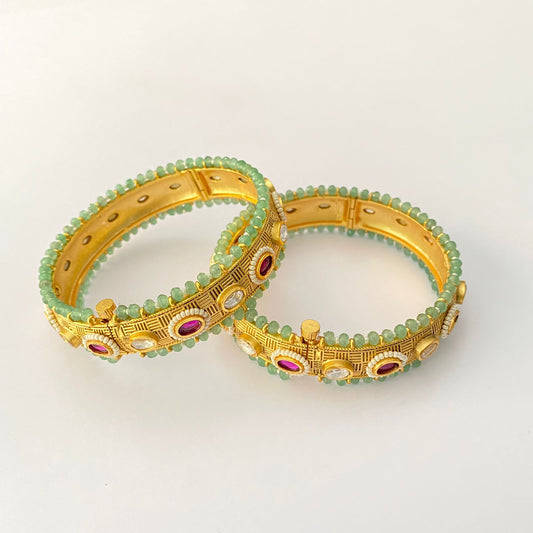 Mint Green Gold Plated Bangle