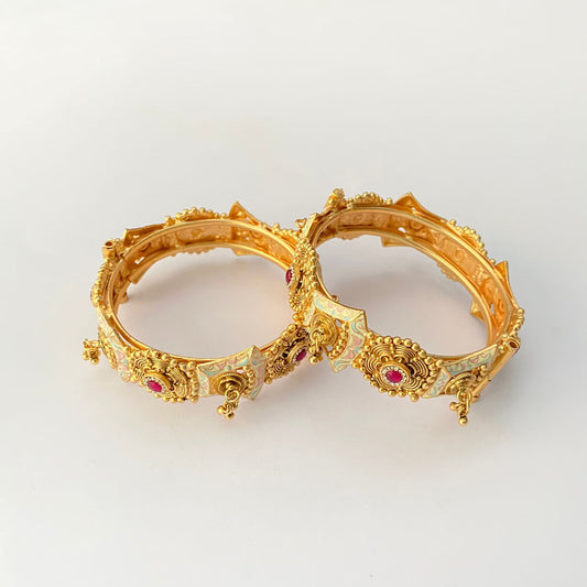 Gold Plated Ruby Stone Bangle