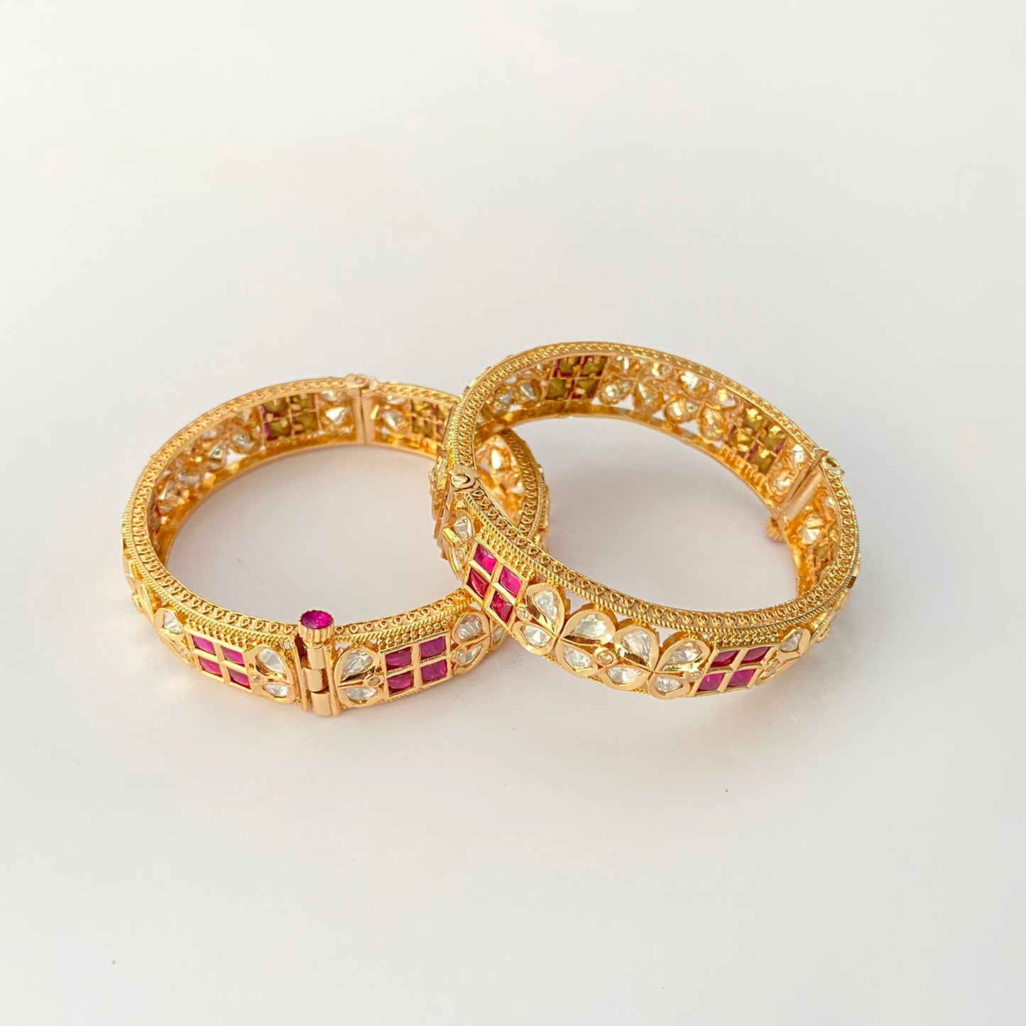 Openable Pink Polki Bangle