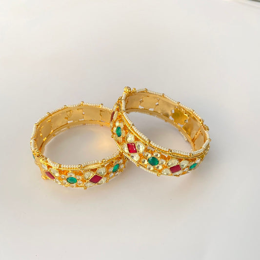 Polki Kundan Gold Plated Multi Bangle set