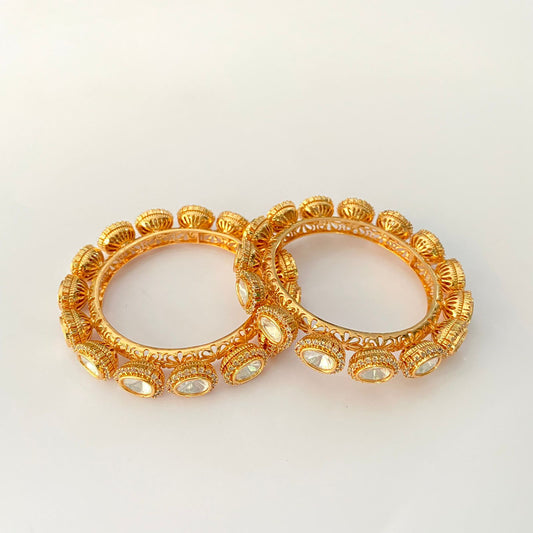 Polki Kundan Gold Plated Traditional Bangle Set.