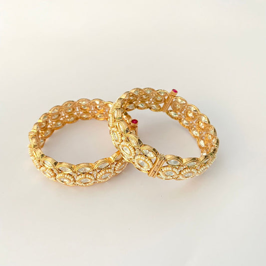 Kundan Polki Gold Plated Bangle set