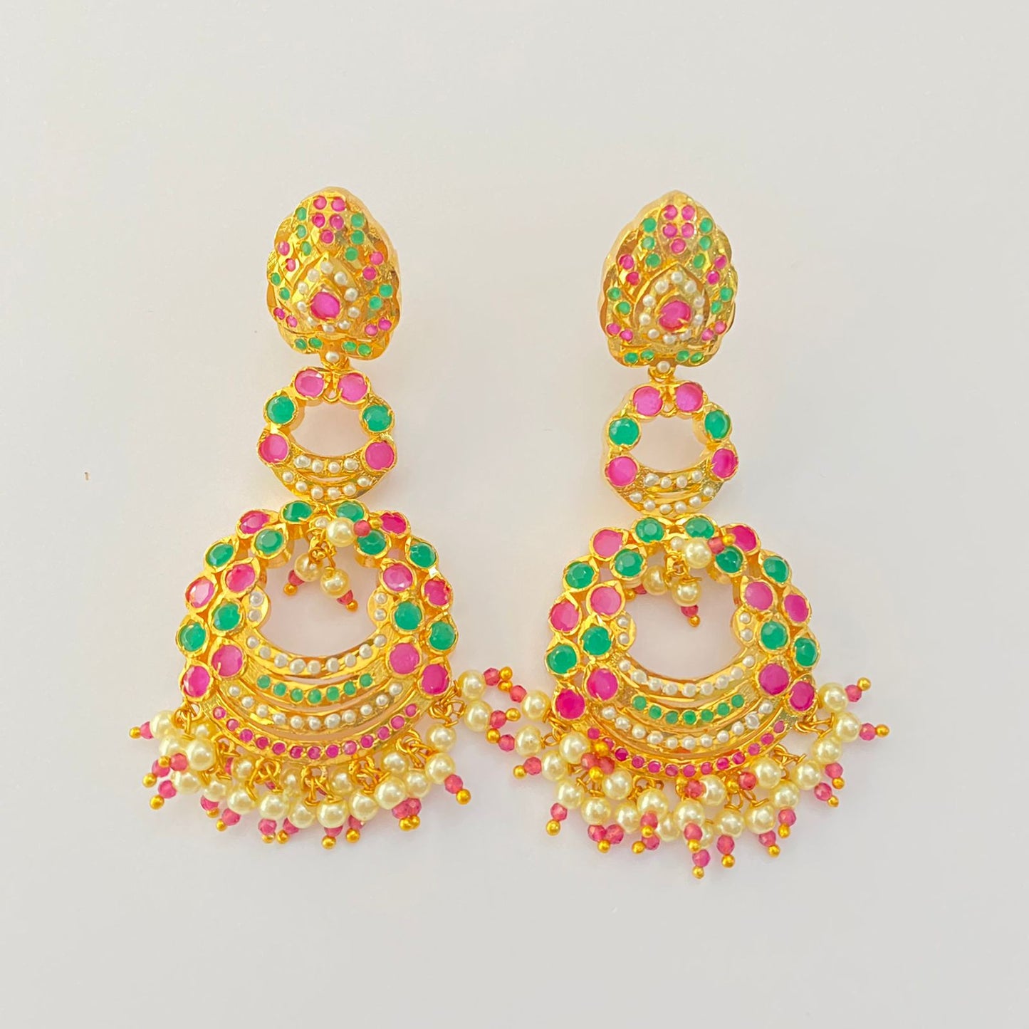 Gold Plated Multi Jadau Earring