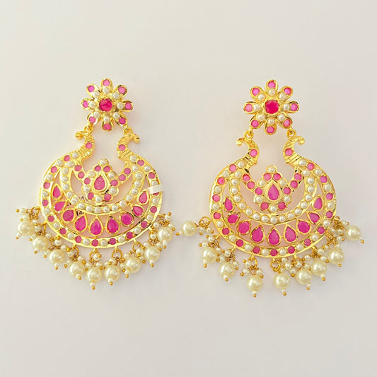 Gold Plated Ruby Jadau Earring