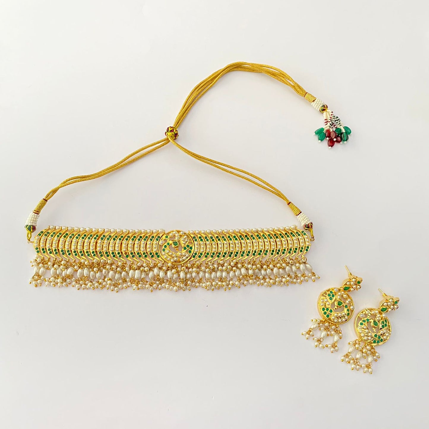 Gold Plated Green Jadau Choker Set