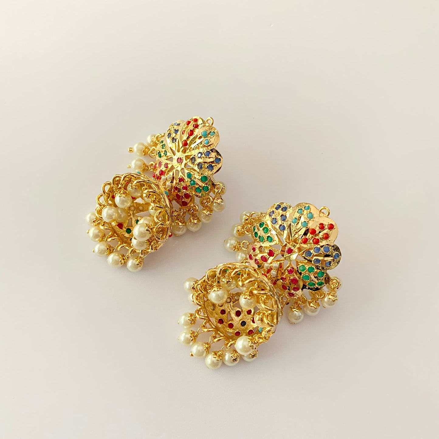 Multi Jadau Jhumka Earring