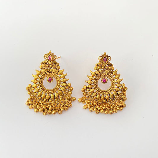 Gold Plated Ruby Stone Earring