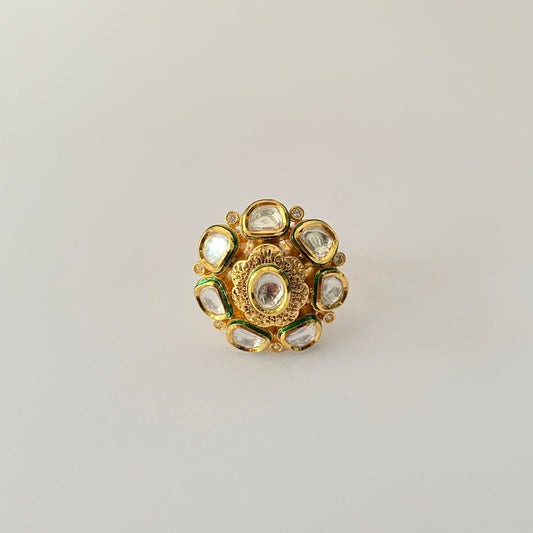 Gold Plated Polki Ring