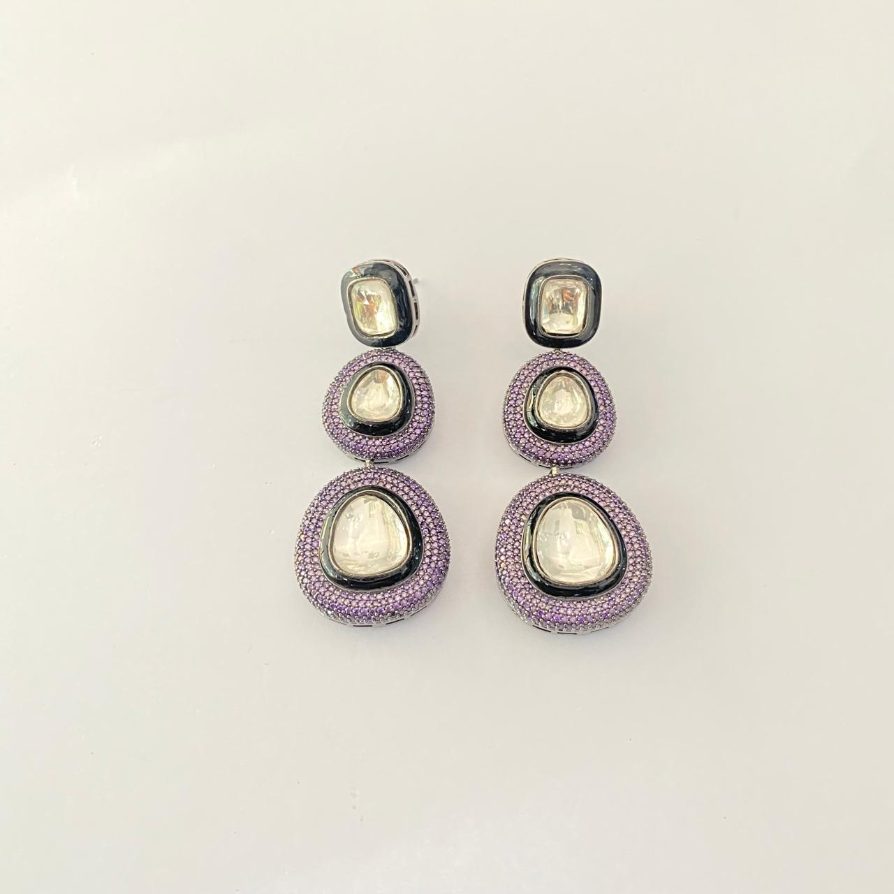 Amethyst  polki  Big Earring