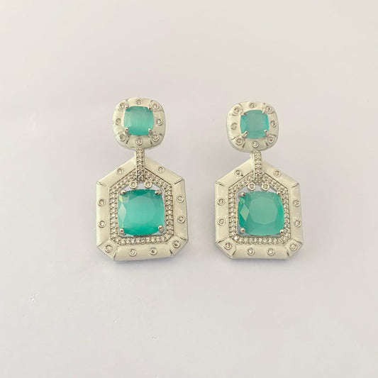 Aquamarine  White Diamond Earring