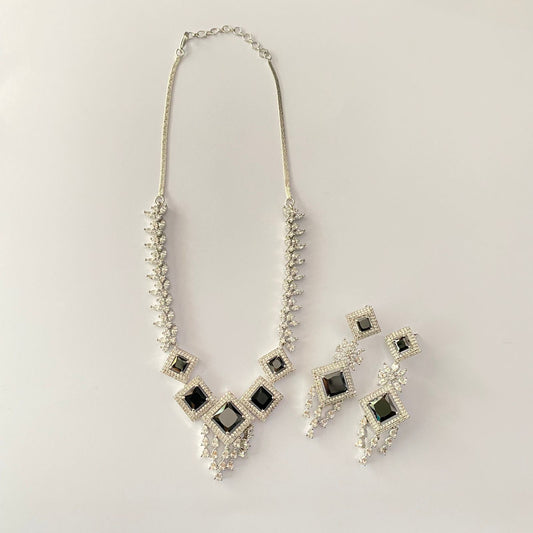 Black Diamond Silver Plated Necklace