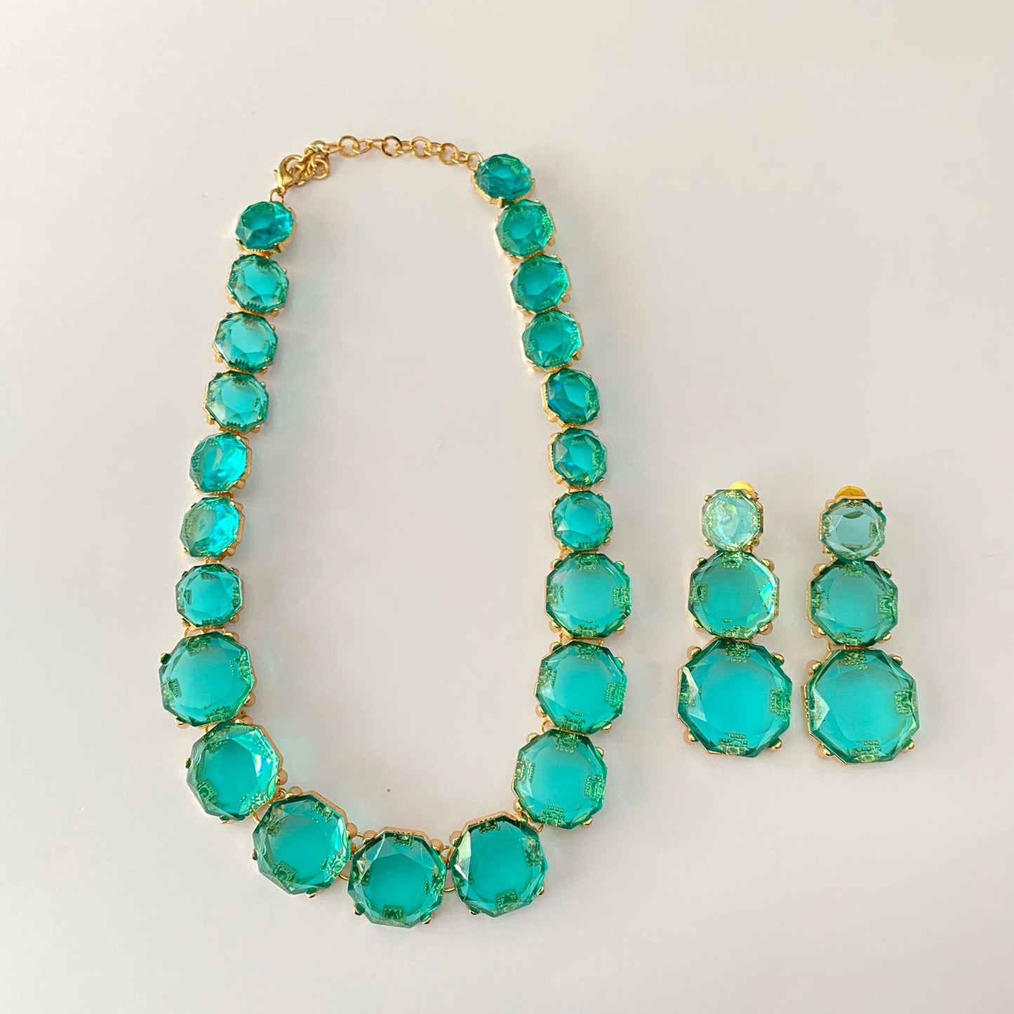 Aquamarine Stone Necklace Set