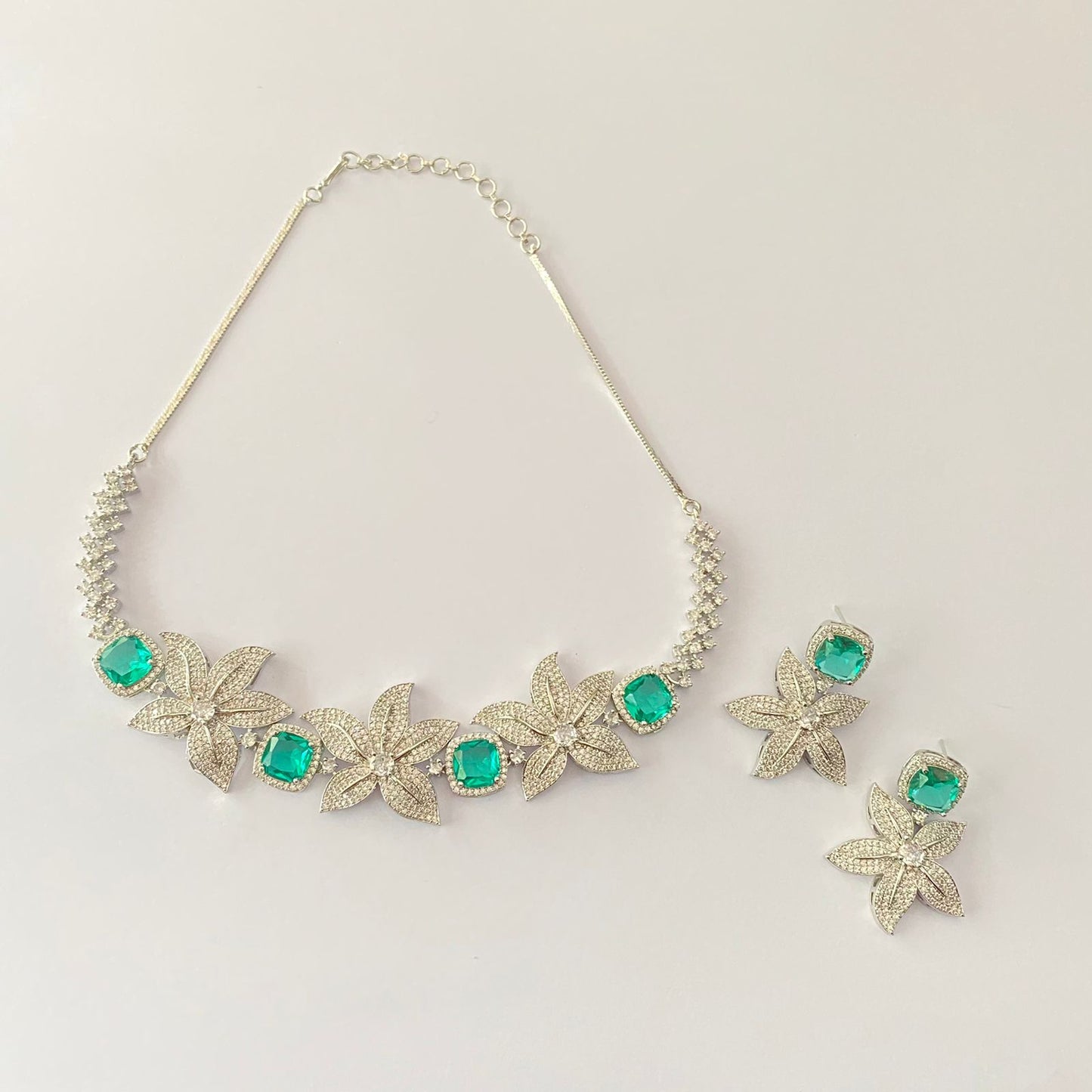 Aquamarine Diamond Necklace Set