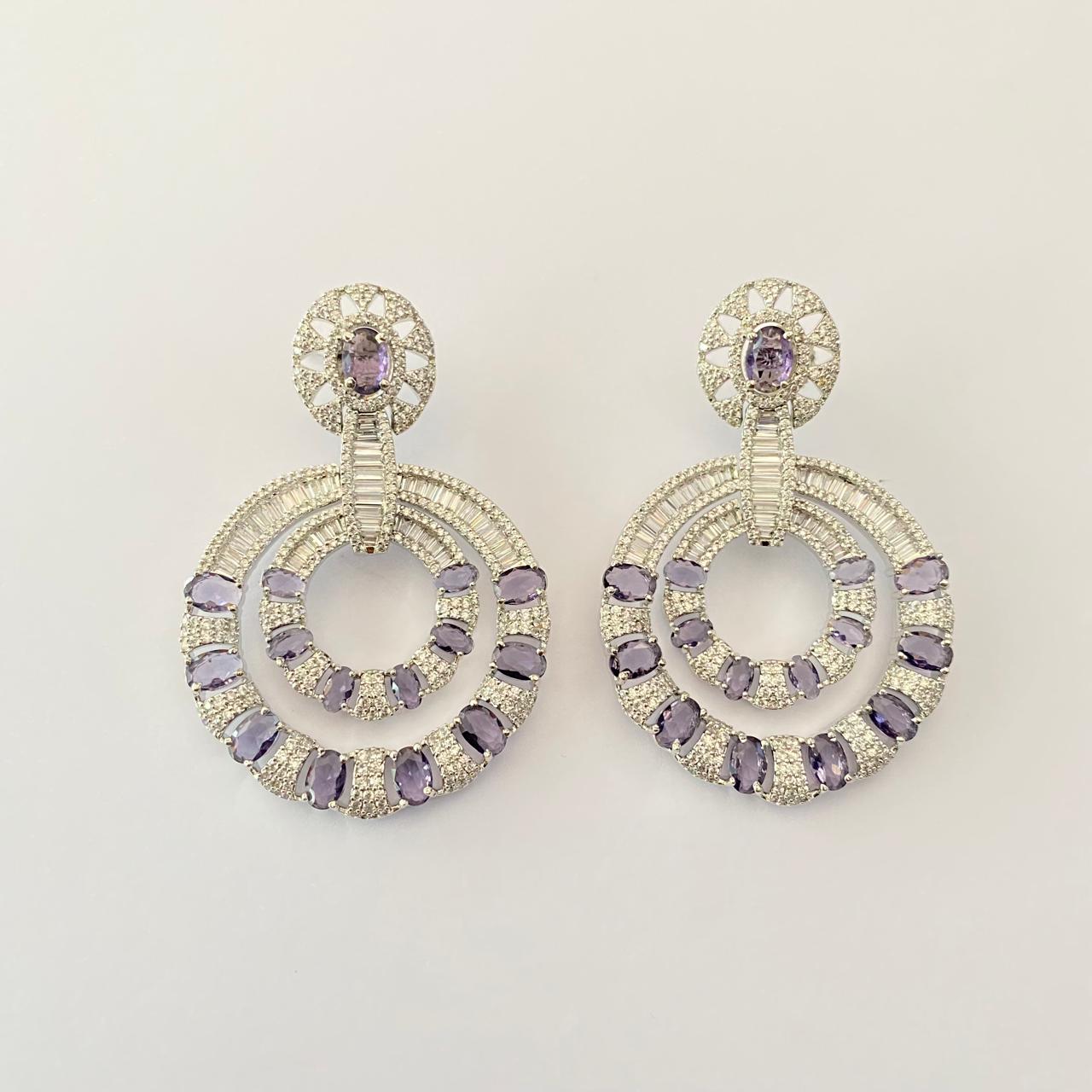 Diamond amethyst classic Earring