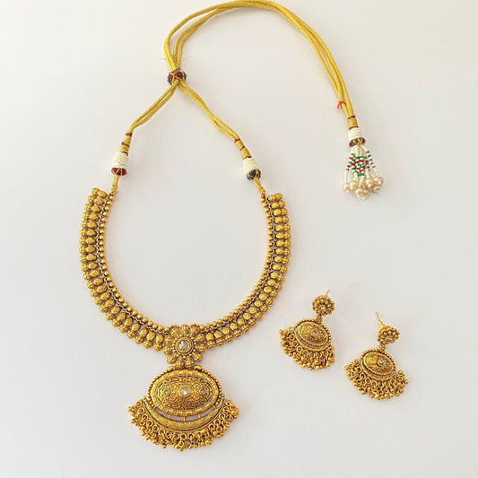 Gold Plated Temple Necklace Set