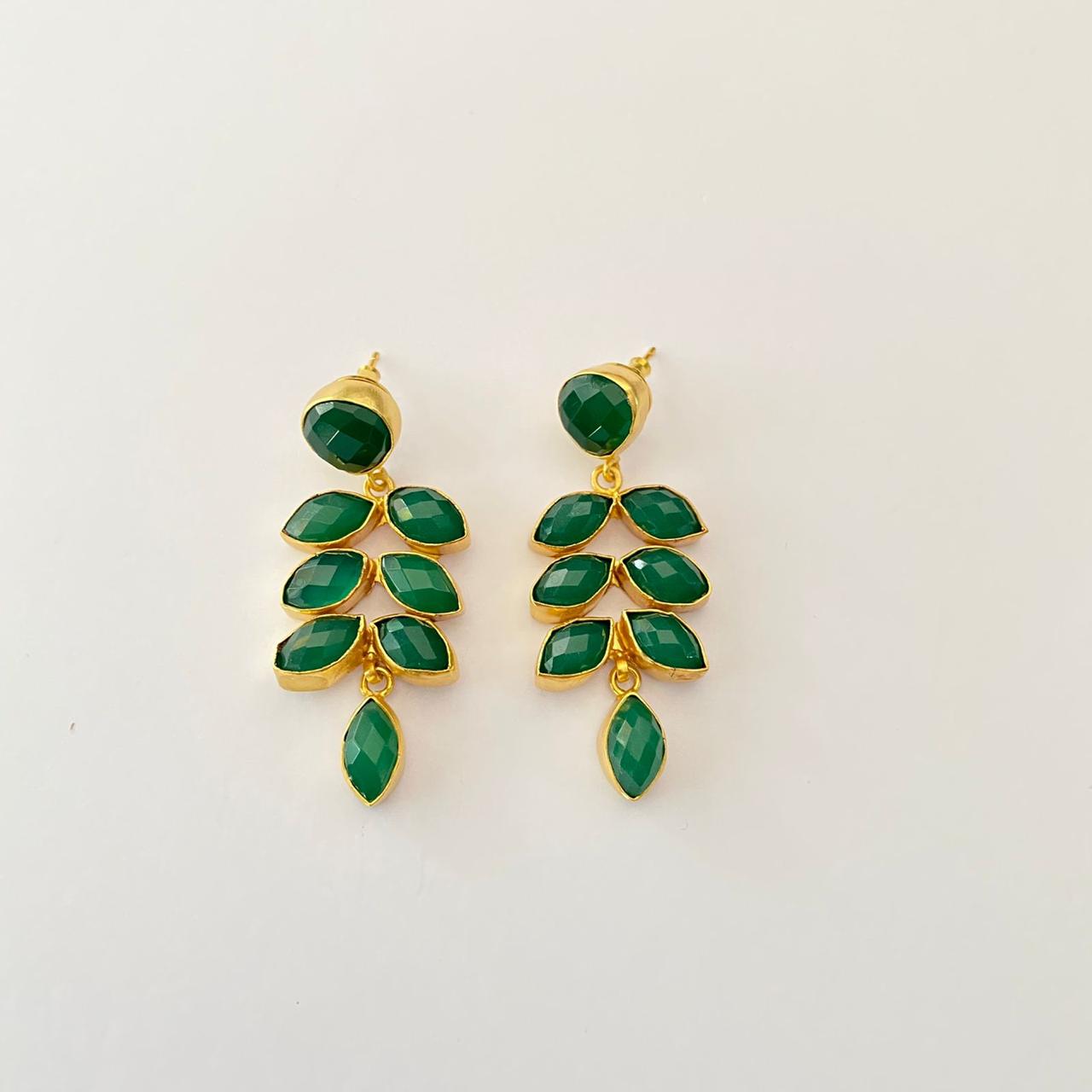 Gold Plated Green Stone Earring