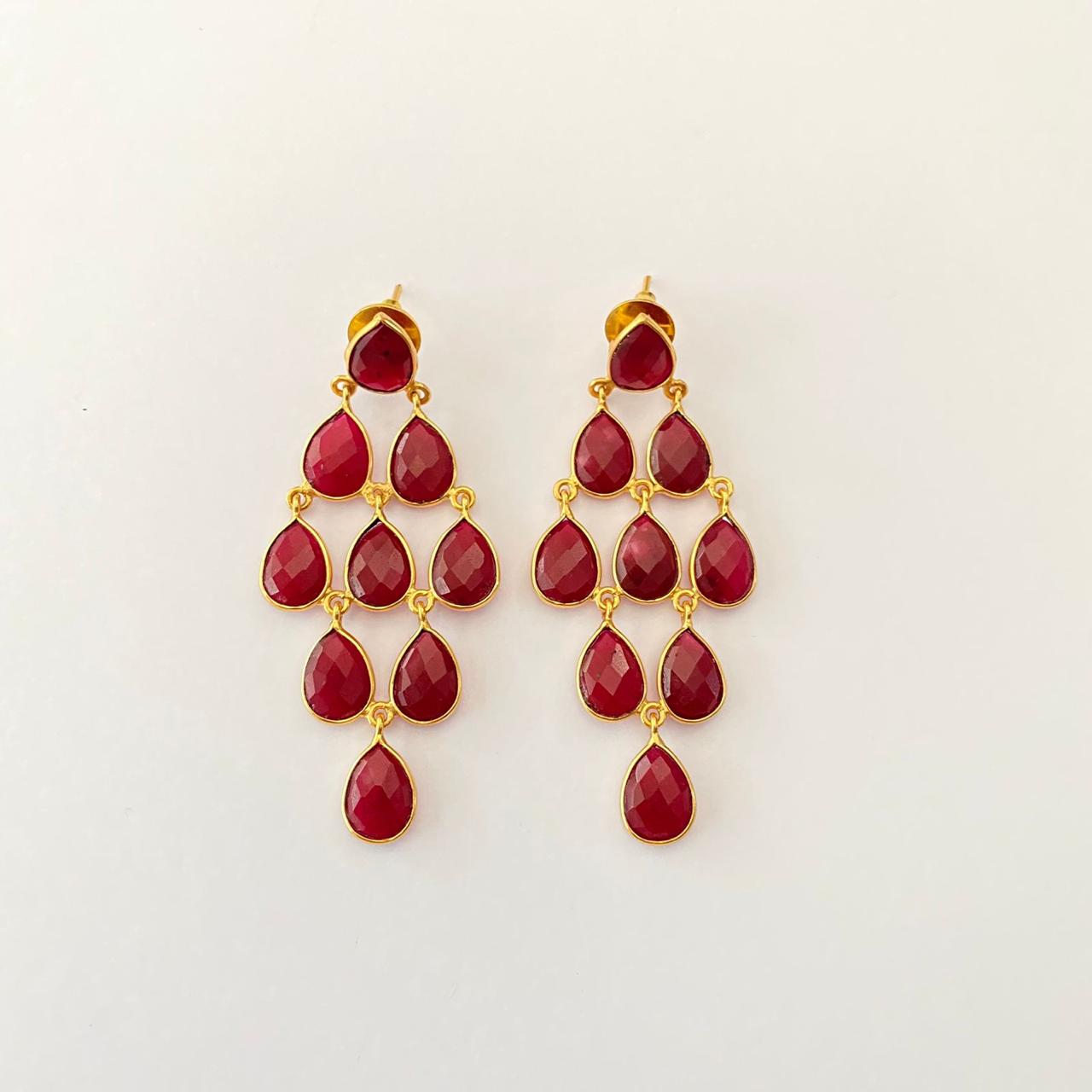 Gold Plated Dark Ruby Candy Earring