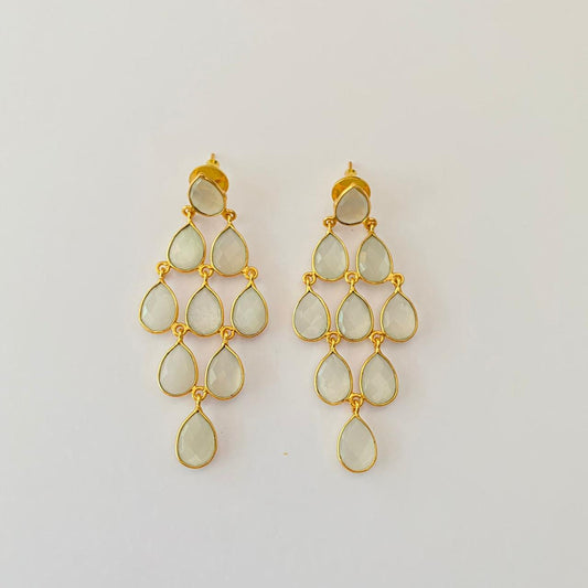 Gold Plated Moon Stone Earring