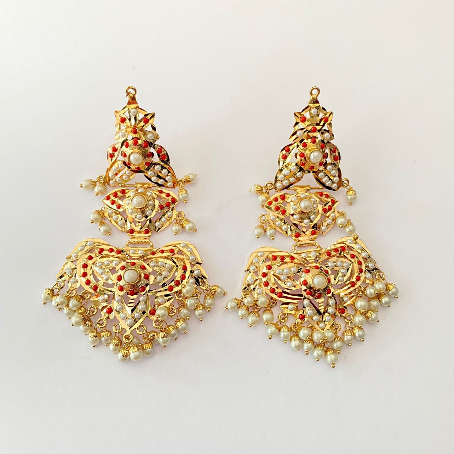 Gold Plated Ruby Jadau Earring