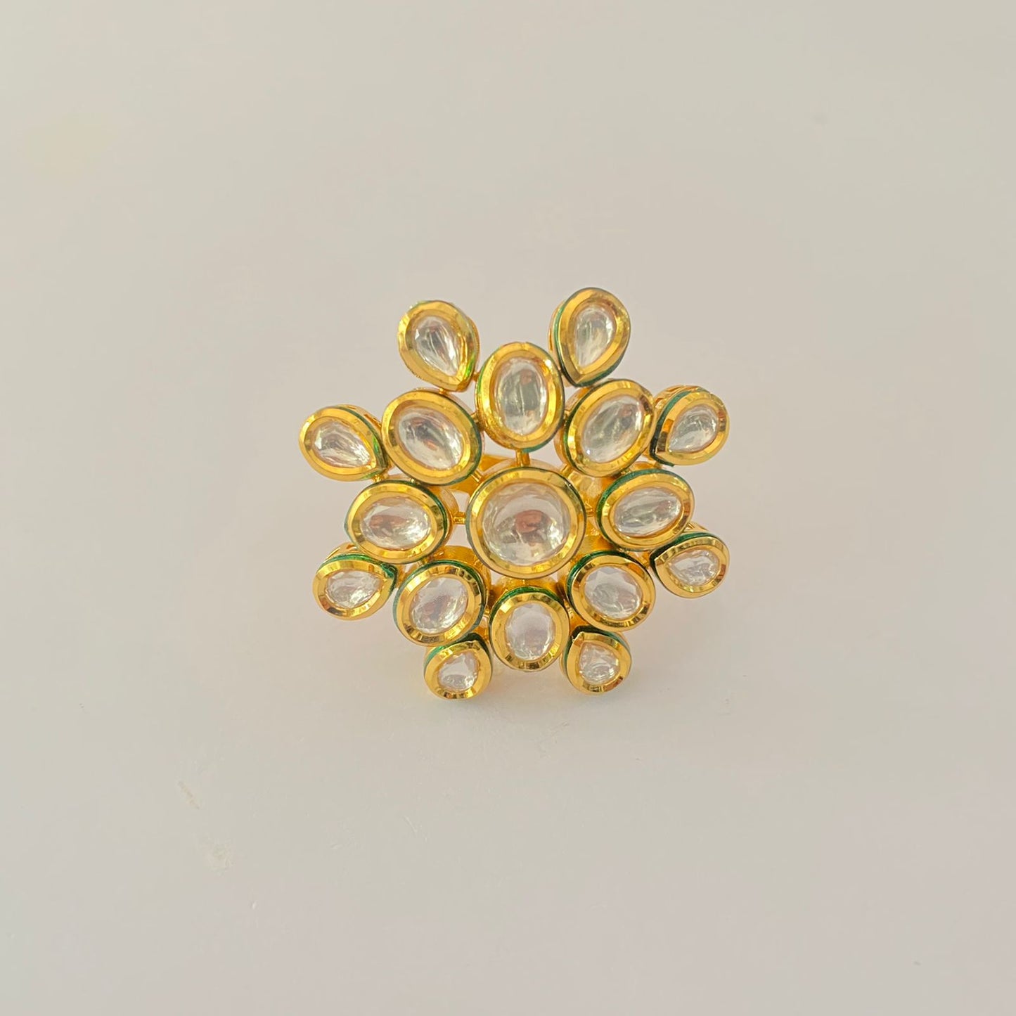 Ethnic Gold Plated Kundan big Adjustable Ring