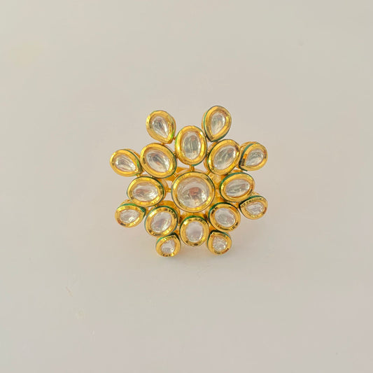 Ethnic Gold Plated Kundan big Adjustable Ring