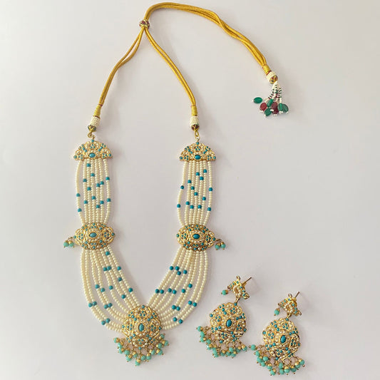 Gold Plated Firoza Jadau Necklace Set