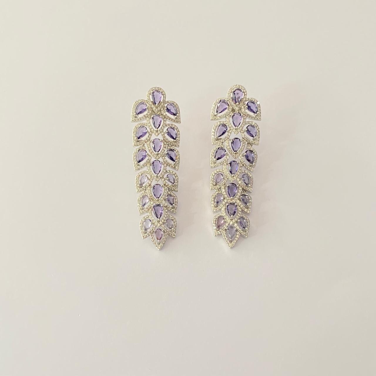 Diamond Amethyst leaves classic Earring