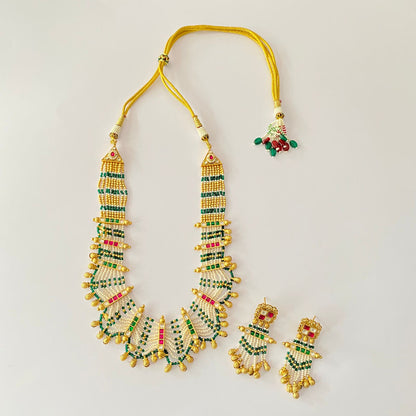 Gold Plated Green Beads Necklace