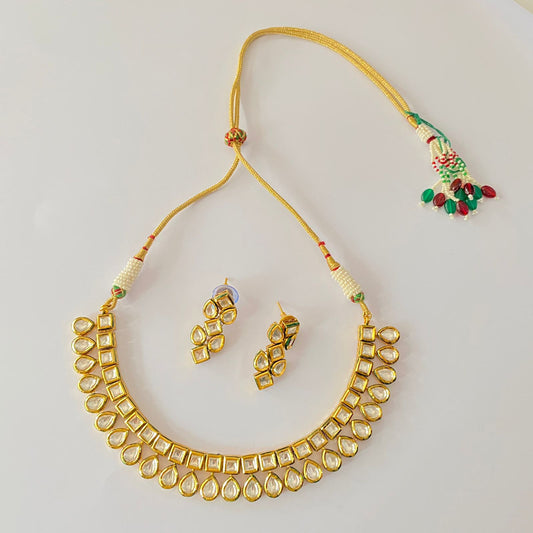 Gold Plated Kundan Necklace Set