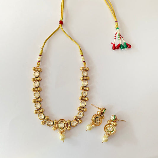 Gold Plated Kundan Necklace Set