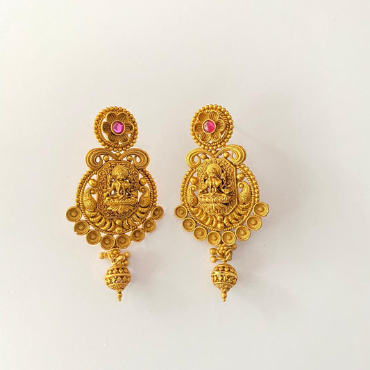 Gold Plated Laxmi Temple Earring