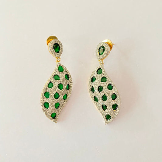 Green Stone Gold Plated Earring