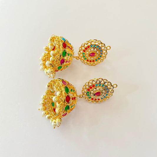 Multi Jadau Jhumka