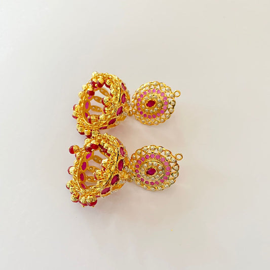 Ruby Gold Plated Jadau Jhumka