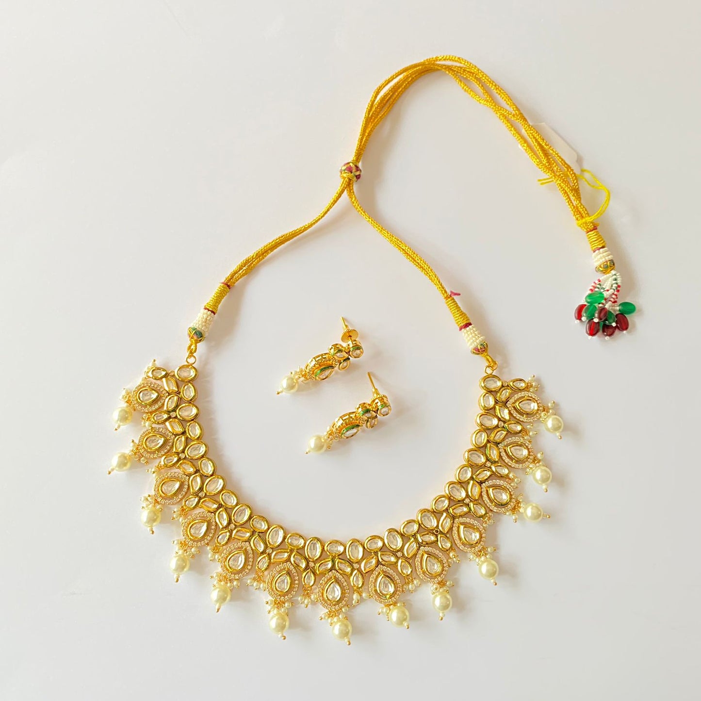 Gold Plated Kundan Drop Pearl Necklace