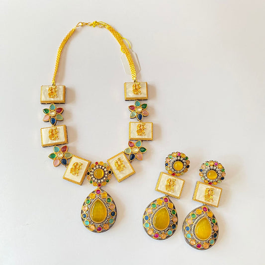 Yellow Stone Multi Necklace Set