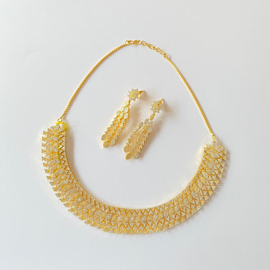 Gold Plated Diamond Necklace Set