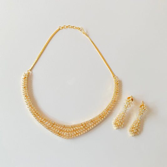 Gold Plated Diamond Necklace Set