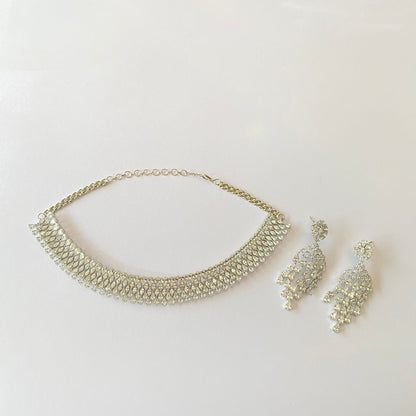 Diamond Silver Plated Necklace Set