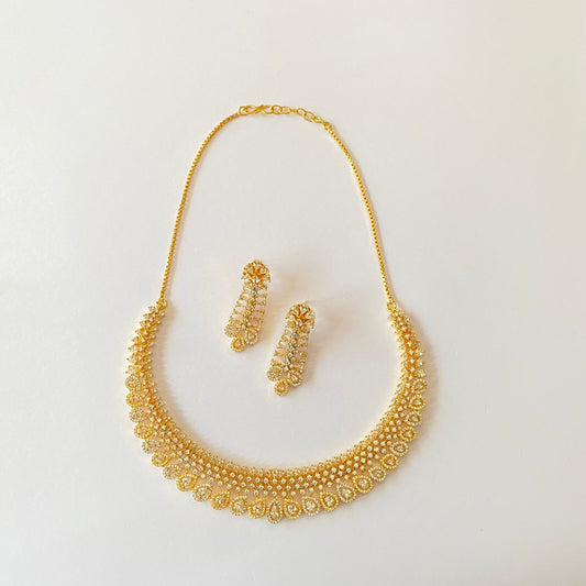 Gold Plated Diamond Necklace Set