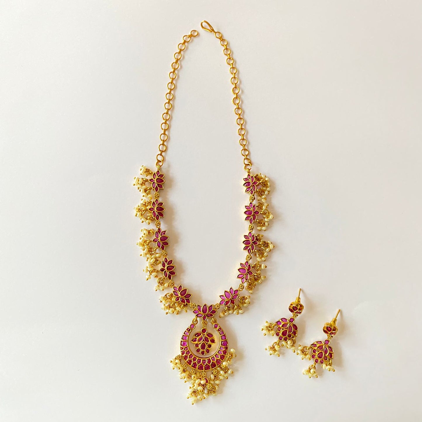 Gold Plated Ruby Necklace Set