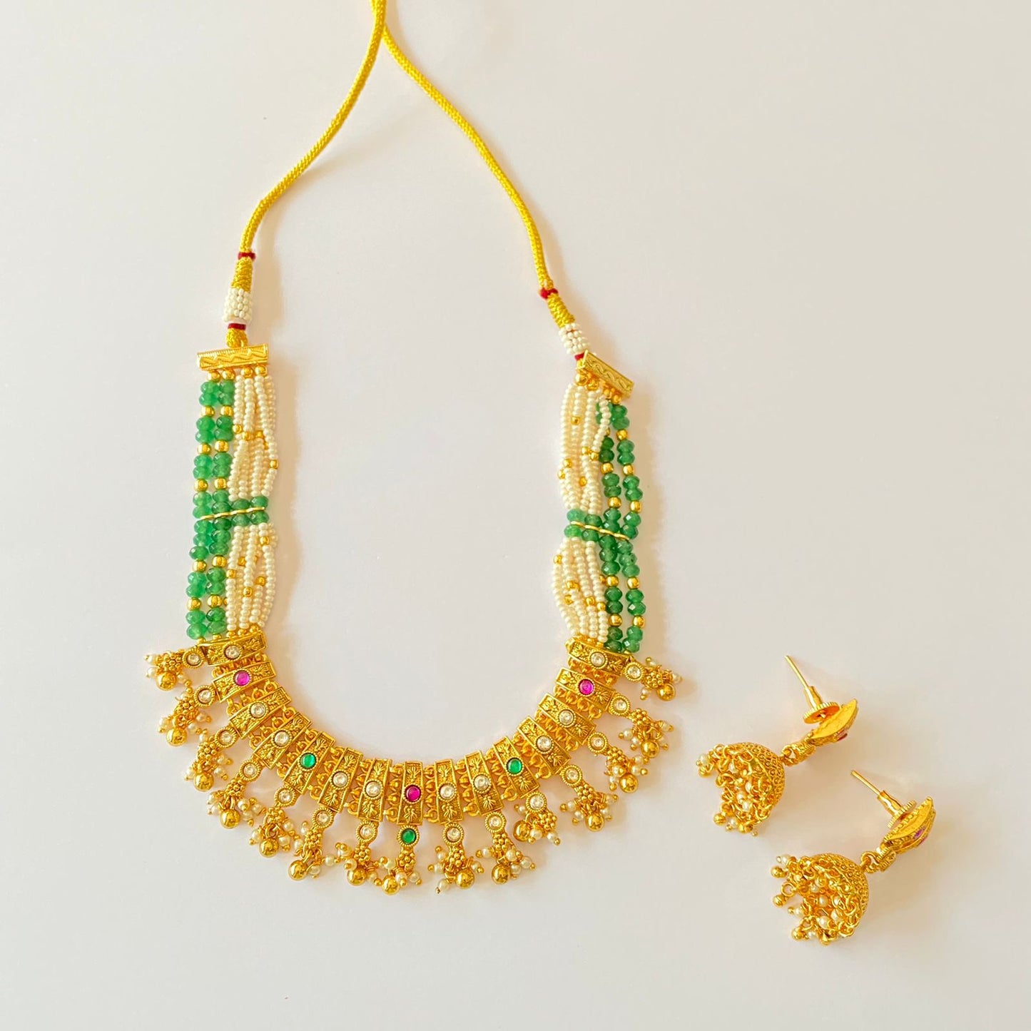 Green Gold Plated Necklace Set